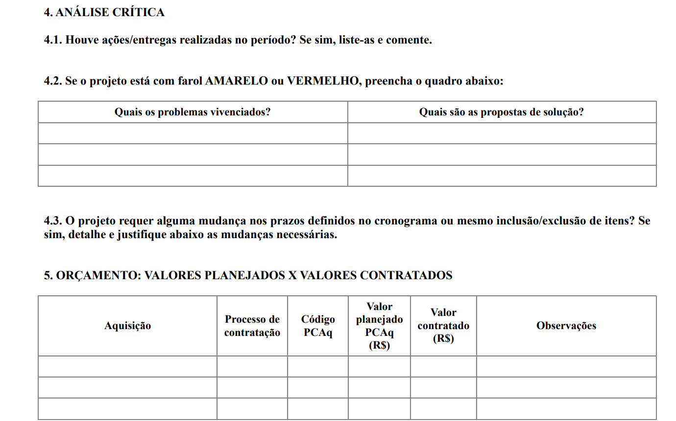 A imagem apresenta o modelo do formulário de aquisições.